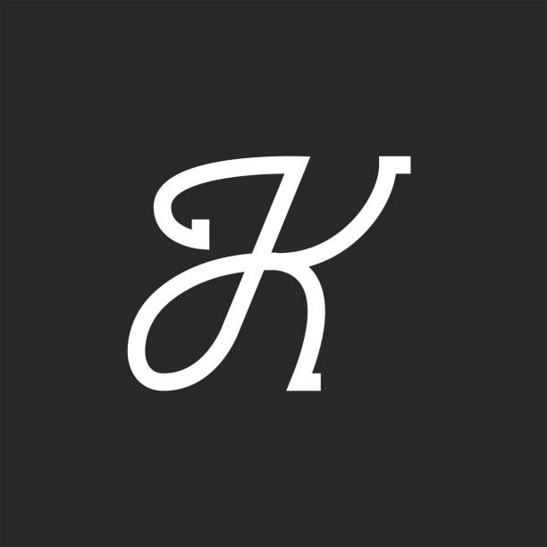 Letter K Initial Calligraphic Italic Logo Monogram Handwritten Cursive  Letter With Smooth Elegant White Lines Stock Illustration - Download Image  Now - iStock