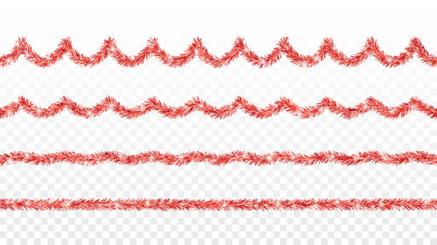 ilustrações de stock, clip art, desenhos animados e ícones de new year and christmas decoration. seamless tinsel garlands. - ouropel