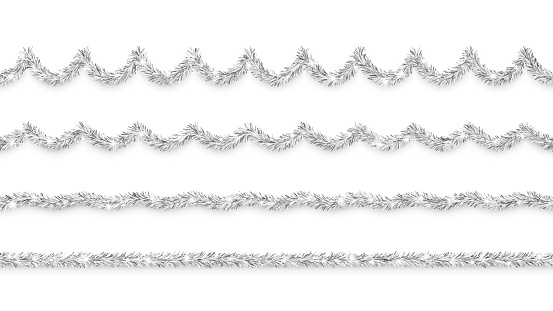 Vector festive tinsel garlands. Carefully layered and grouped for easy editing. This illustration is designed to make a smooth seamless pattern if you duplicate it horizontally to cover more space.