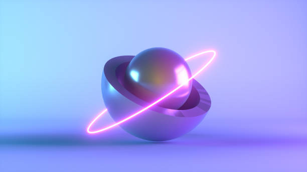 Abstract background with iridescent colorful geometric shapes, 3d render.
