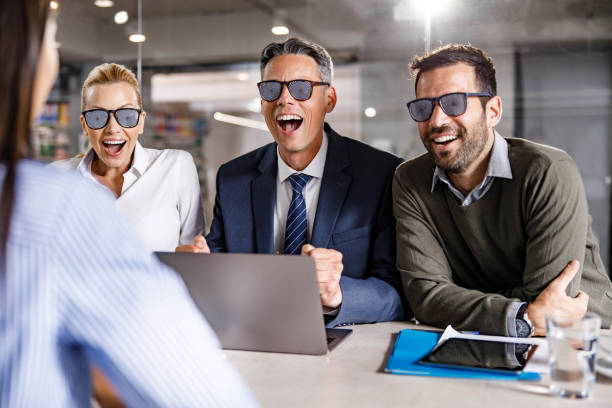 Controlled entrepreneurs under the influence on a business meeting.
