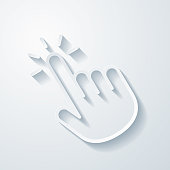 istock Click with hand cursor. Icon with paper cut effect on blank background 1434331637