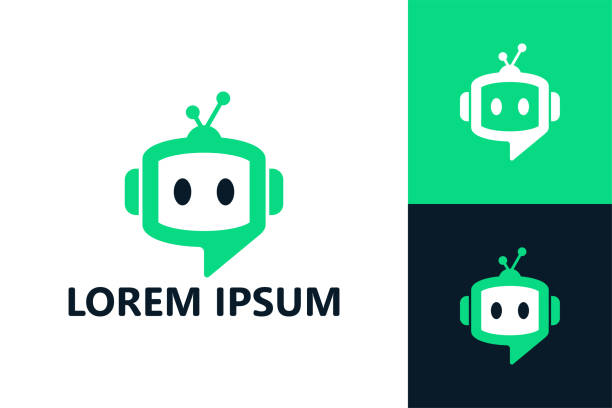 stockillustraties, clipart, cartoons en iconen met robot chat logo template design vector - robot