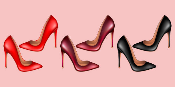 istock Red and black high-heeled shoes. Isolated vector illustration. 1434335287