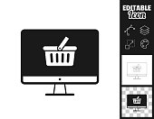 istock Desktop computer with shopping basket. Icon for design. Easily editable 1434335382