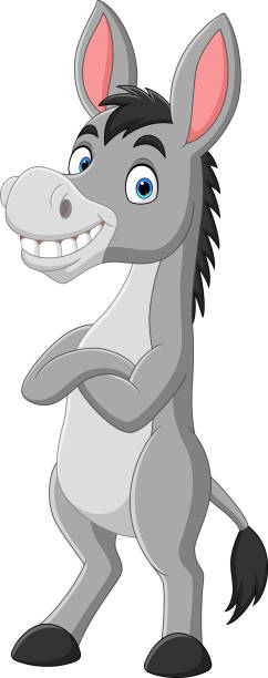 Funny Cartoon Gray Donkey Farm Animal Character Vector Illustrations,  Royalty-Free Vector Graphics & Clip Art - iStock