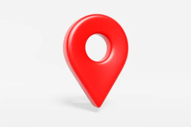 Photo of Red location marker on white background