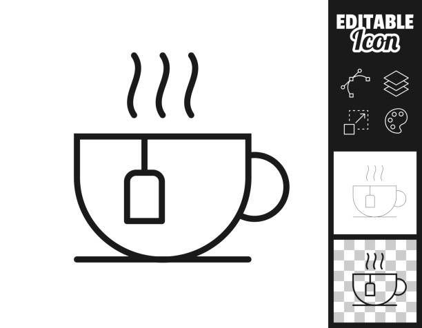 ilustrações de stock, clip art, desenhos animados e ícones de cup of tea. icon for design. easily editable - teabag label blank isolated