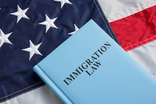 istock The immigration law is on the US flag. 1434337450