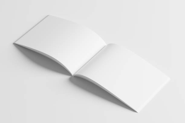 istock A4 Landscape Horizontal Magazine Brochure 3D Rendering White Blank Mockup 1434341127