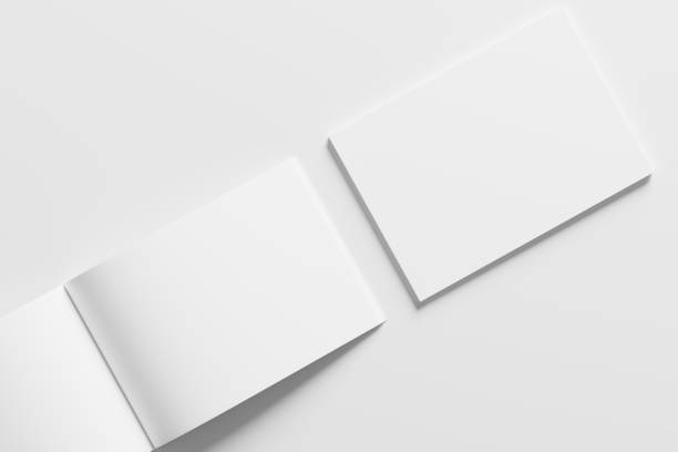 istock A4 Landscape Horizontal Magazine Brochure 3D Rendering White Blank Mockup 1434341141