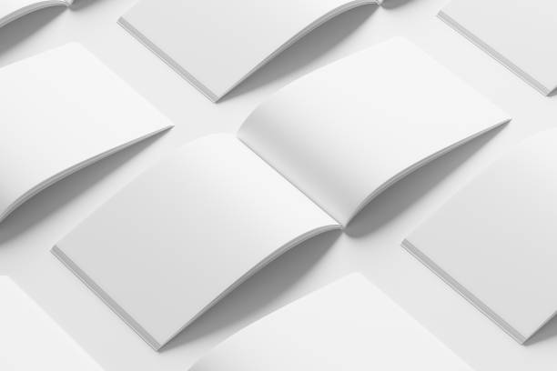 istock A4 Landscape Horizontal Magazine Brochure 3D Rendering White Blank Mockup 1434341146