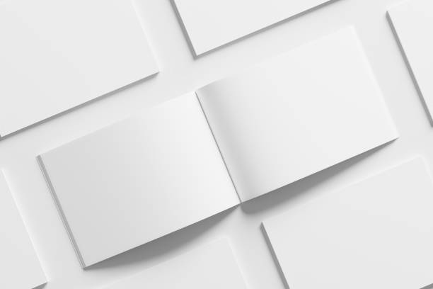 istock A4 Landscape Horizontal Magazine Brochure 3D Rendering White Blank Mockup 1434341154
