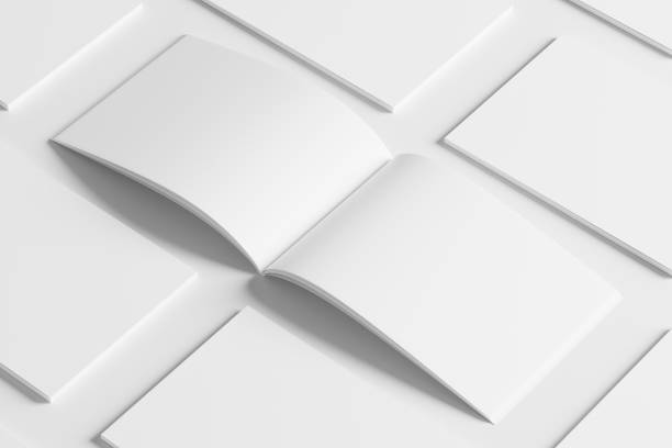 istock A4 Landscape Horizontal Magazine Brochure 3D Rendering White Blank Mockup 1434341157