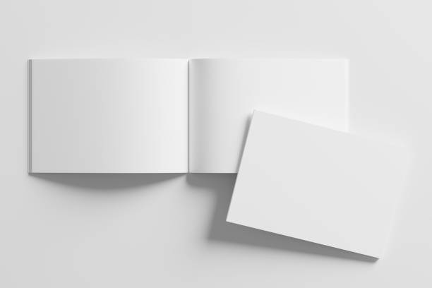 a4 landscape horizontal magazine brochure 3d rendering white blank mockup - horizontal foto e immagini stock