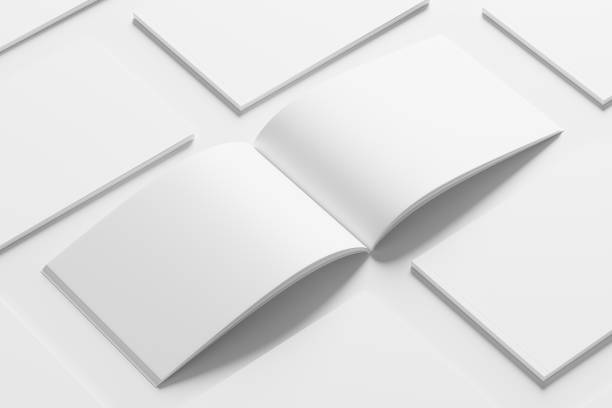istock A4 Landscape Horizontal Magazine Brochure 3D Rendering White Blank Mockup 1434341160