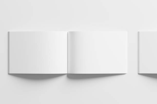 istock A4 Landscape Horizontal Magazine Brochure 3D Rendering White Blank Mockup 1434341164