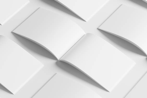 istock A4 Landscape Horizontal Magazine Brochure 3D Rendering White Blank Mockup 1434341167