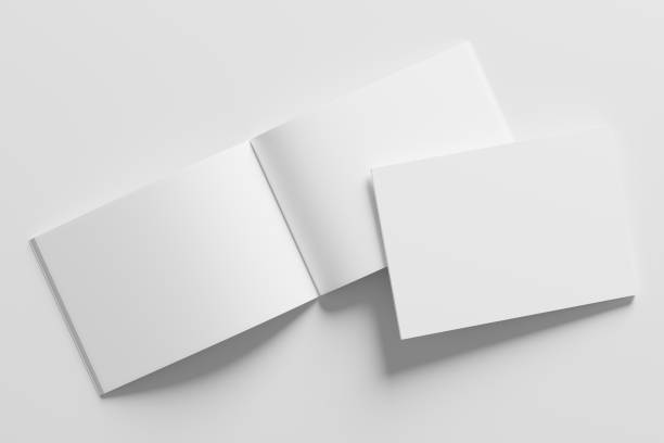 istock A4 Landscape Horizontal Magazine Brochure 3D Rendering White Blank Mockup 1434341178