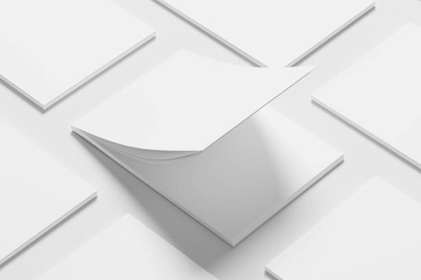 istock A4 Landscape Horizontal Magazine Brochure 3D Rendering White Blank Mockup 1434341179