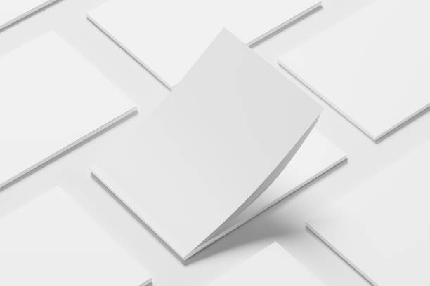 istock A4 Landscape Horizontal Magazine Brochure 3D Rendering White Blank Mockup 1434341226