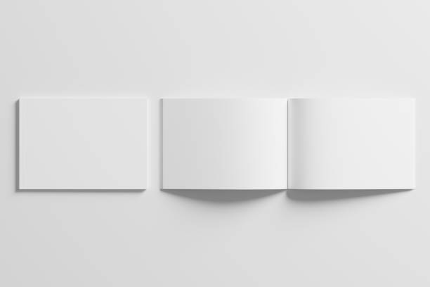 istock A4 Landscape Horizontal Magazine Brochure 3D Rendering White Blank Mockup 1434341240
