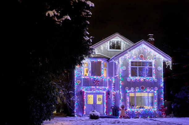 istock Christmas street decorations at night. 1434344397
