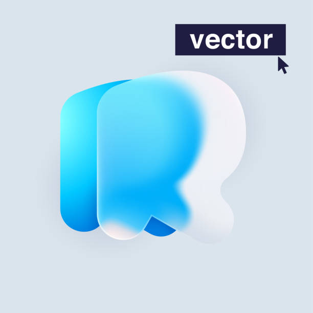 istock R letter logo in Glass morphism style. Vector blurry translucent icon on white background. 1434346653