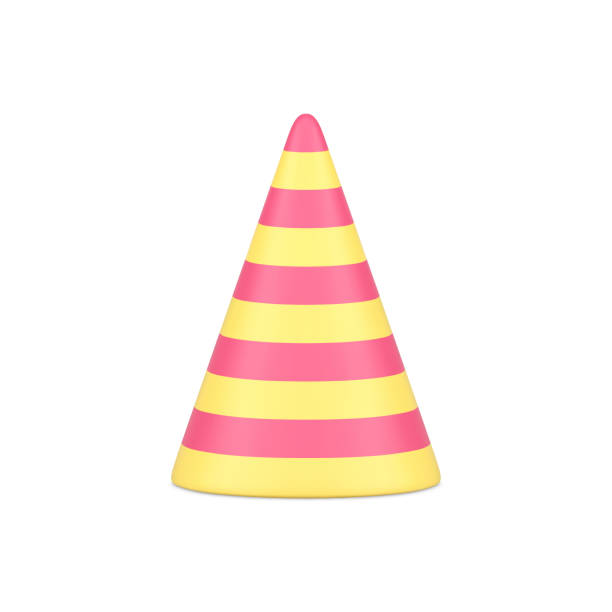 istock Striped party hat festive headdress accessory surprise event costume realistic 3d icon vector 1434346919