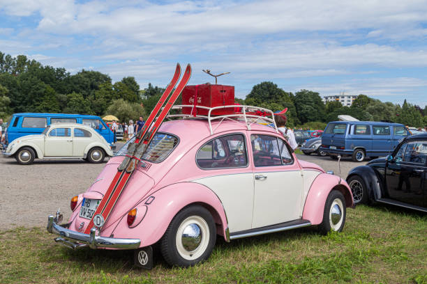 Celle, Germany - August 7, 2016: A pink Volkswagen Kaefer at the annual Kaefer Meeting