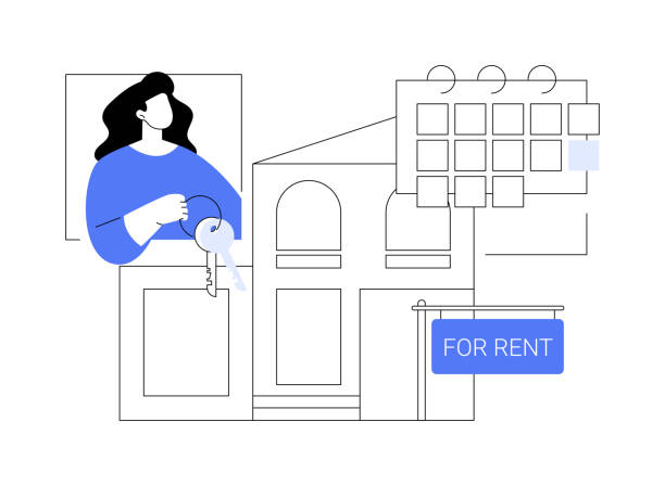 House for rent abstract concept vector illustration. House for rent abstract concept vector illustration. Booking house online, best rental property, real estate service, accommodation marketplace, rental listing, monthly rent abstract metaphor. landlord stock illustrations