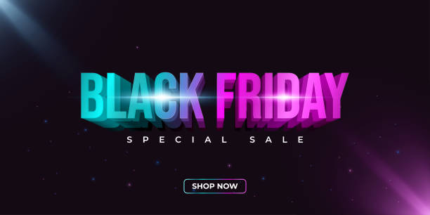 illustrazioni stock, clip art, cartoni animati e icone di tendenza di banner di vendita del black friday con testo colorato. online shopping banner - sewing item flash