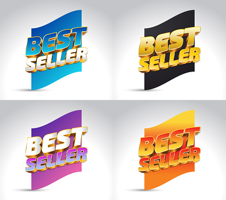 3D Best Seller Badge  Design with Colorful Variations. Best Seller Award Symbol, Emblem, Icon, Label, or Sticker