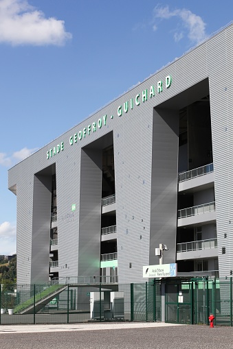 Saint Etienne, France - Juin 21, 2020: Geoffroy Guichard stadium in Saint Etienne. Geoffroy-Guichard stadium called the cauldon or the green hell is the stadium of the club of AS Saint-Etienne