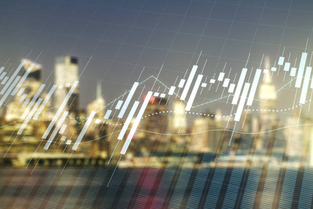 istock Double exposure of virtual creative financial diagram on blurry office buildings background, banking and accounting concept 1434356401