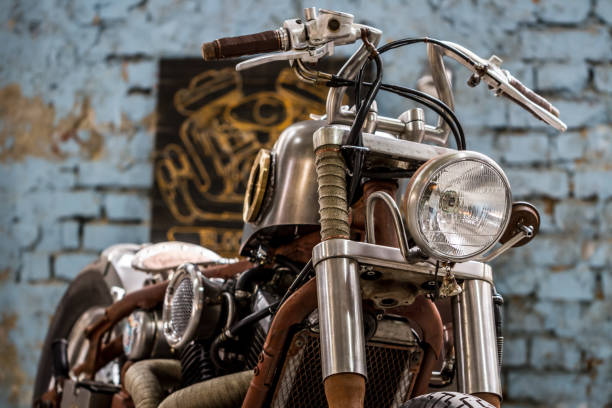 istock Retro motorcycle handles, lamp and switches 1434357796