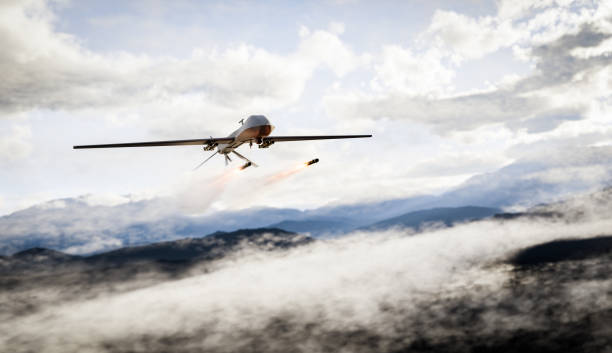istock Military combat drone UAV launching missiles 1434357832