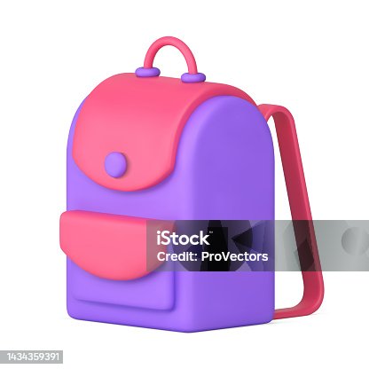 istock Backpack schoolbag for school supplies carrying and travel childish pupil luggage 3d icon vector 1434359391