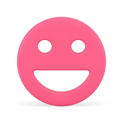 Pink Glossy Smile Emoticon Emoji Happy Character Facial Expression ...