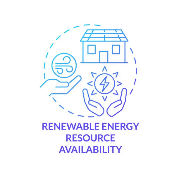 Vector illustration of Renewable energy resource availability blue gradient concept icon