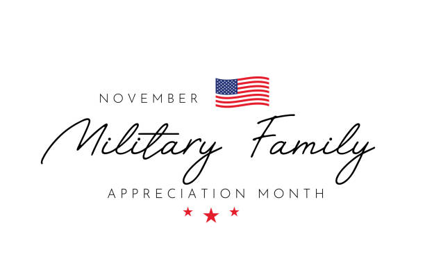 Military Family Appreciation Month lettering, November. Vector Military Family Appreciation Month lettering, November. Vector illustration. EPS10 military family stock illustrations