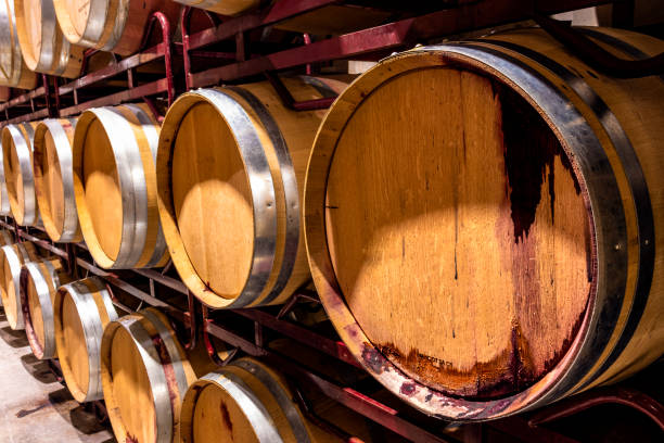 istock Cellar with barrels for storage of wine, Spain. Wine concept 1434367798