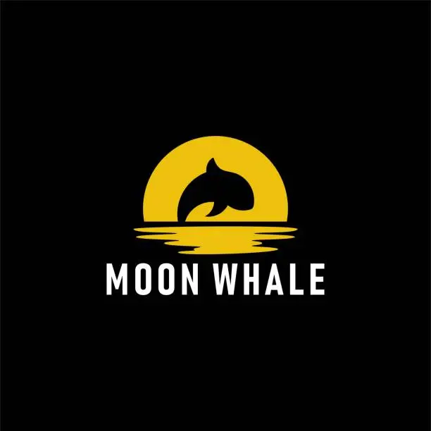 Vector illustration of moon whale