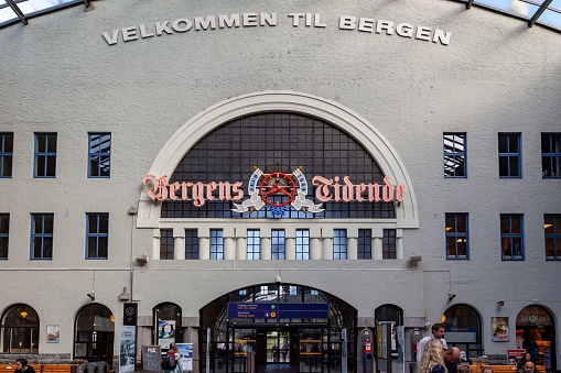 Bergen, Norway – June 04, 2013: The interior of the historical train station in Bergen, Norway