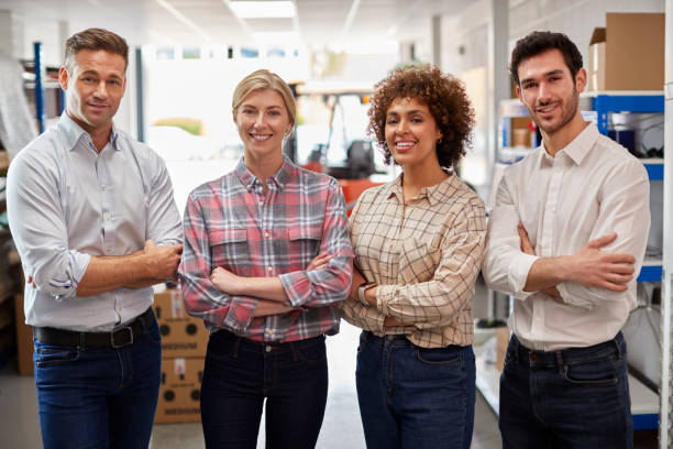 istock Portrait Of Management Team In Logistics Distribution Warehouse 1434374517