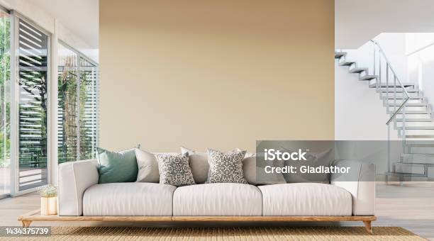 Cozy Luxury And Modern Living Room With Sofa Windows And Decoration A Close Up On The Sofa Stock Photo - Download Image Now