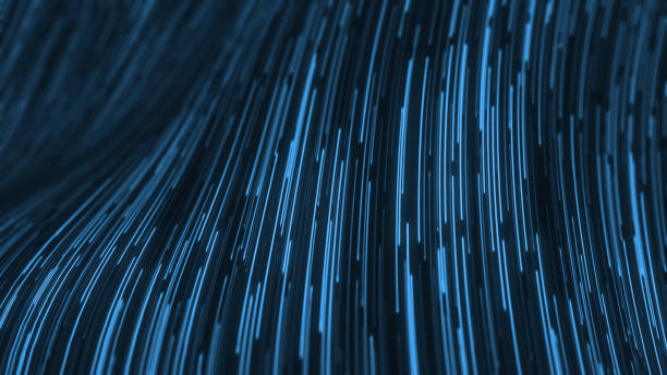 istock Wavy lines abstract futuristic tech background 3D Illustration 1434376241