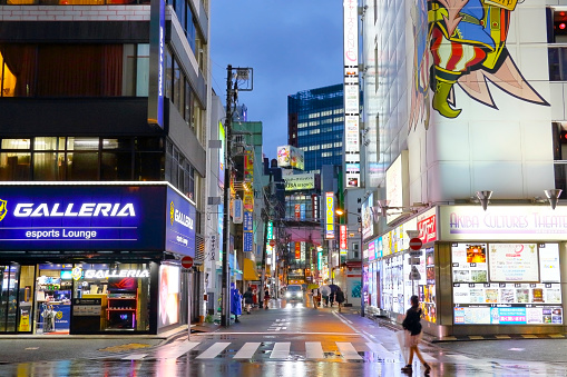 Chiyoda-ku, Akihabara, Tokyo, Japan - October 1, 2021 : Akihabara is a lively shopping district with a wide range of electronics retailers, from small stalls to large electronics stores.