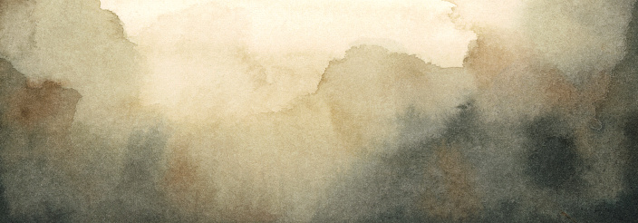 Watercolor old brown background with grunge texture, vintage marbled textured design on cloudy sepia brown banner.