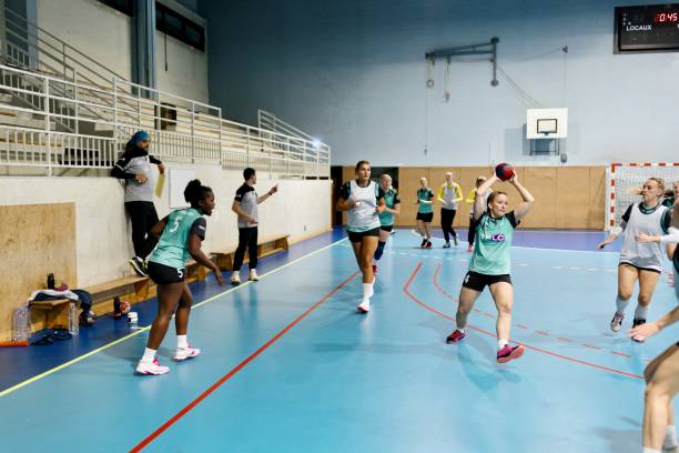 istock Women's handball team doing skill exercises in training 1434381145